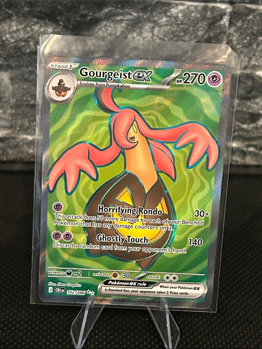 Pokemon Gourgeist 102/086 Full Art EX Holo from‎ Chaos Rising Set M/NM